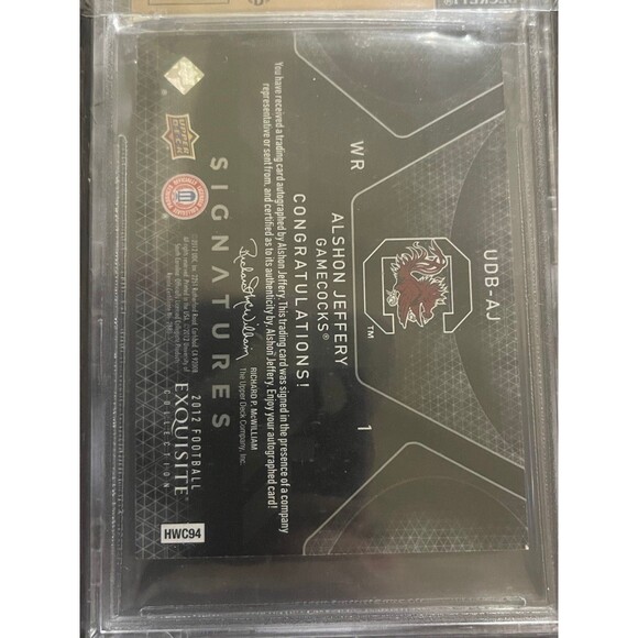 2012 UD Upper Deck Signatures Black Alshon Jeffery RC Rookie BGS 9.5 Auto 5/65‎ - Picture 7 of 7